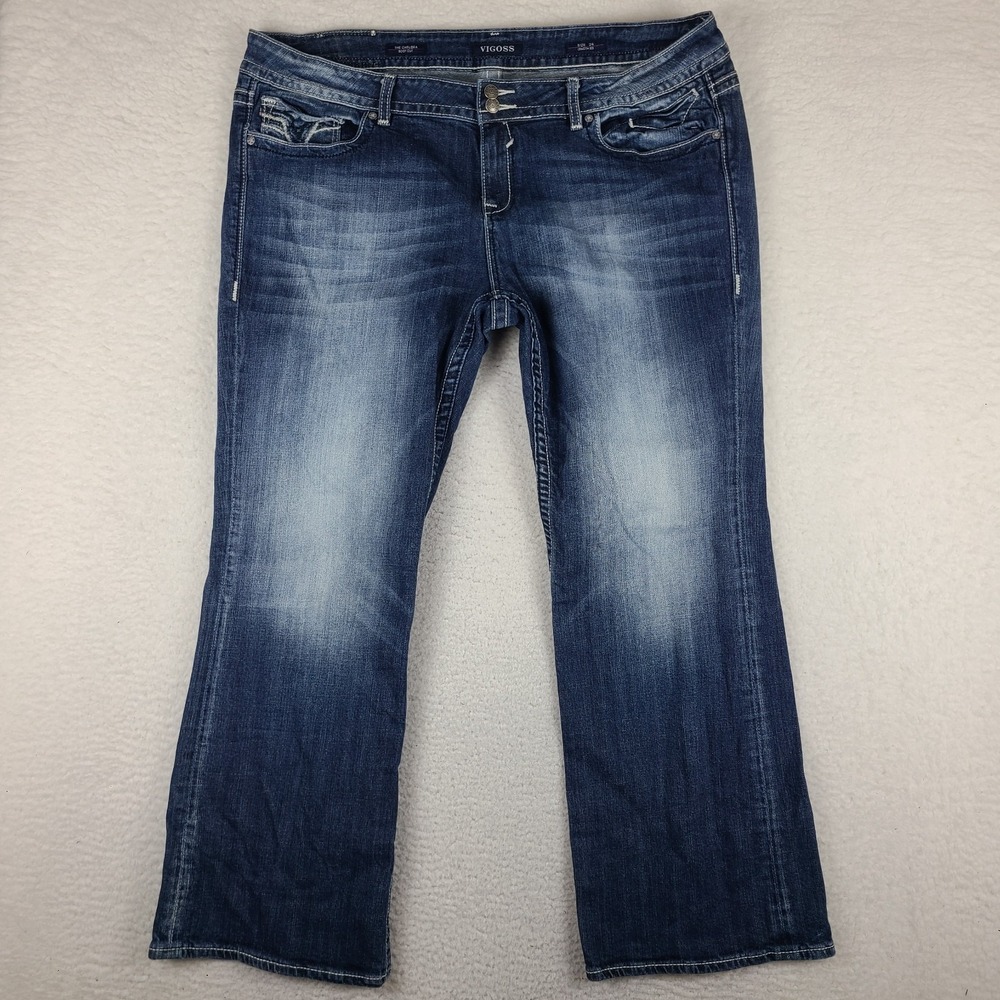 VIGOSS Jeans Womens Plus 24x33 Blue The Chelsea Boot Cut Dark Wash Denim *